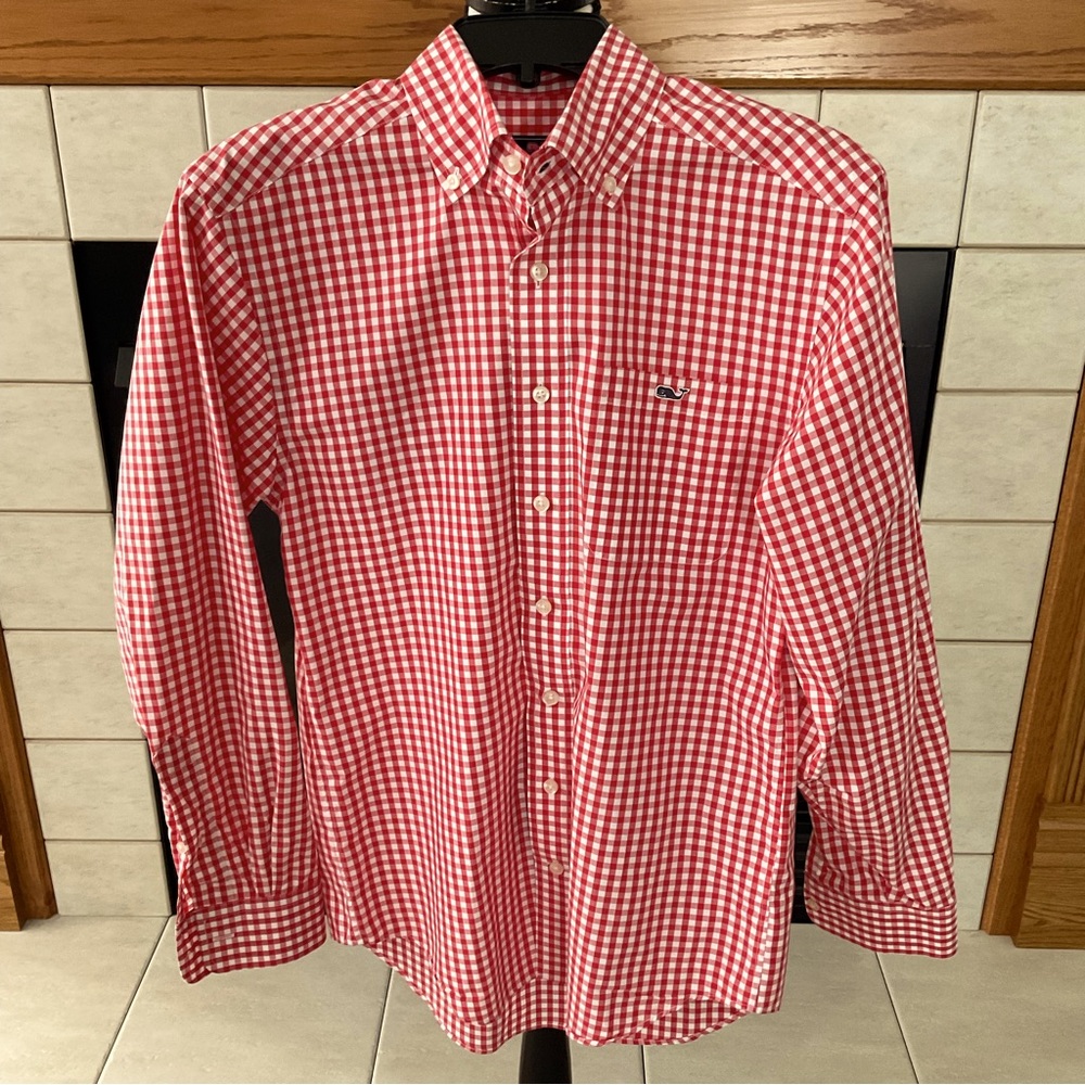 Vineyard Vines Red Gingham Casual Button Down Shirt
